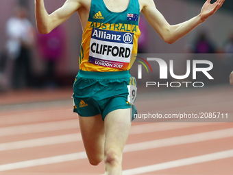 Jaryd Clifford of Australia  men's 1500m F13 Final during World Para Athletics Championships at London Stadium in London on July 19, 2017 (