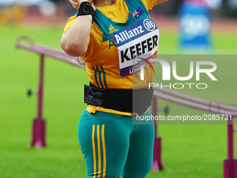 Claire Keefer of Australia compete Women's Shot Put F41 Final
during World Para Athletics Championships at London Stadium in London on July...