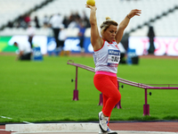 Racoua Tlili  of Tunsia compete Women's Shot Put F41 Final
during World Para Athletics Championships at London Stadium in London on July 19...