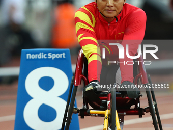 Lihong Zou of China Woman's 800m F54 Final during World Para Athletics Championships at London Stadium in London on July 19, 2017 (
