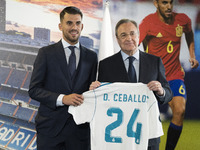 Spanish midfielder Dani Ceballos during his presentation as new football player of the Real Madrid CF at the Santiago Bernabeu stadium in Ma...