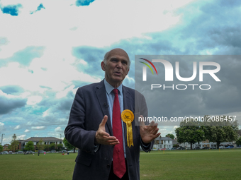 Vince Cable during the 2017 general election campaign at a liberal democrat rally in Twickenham, where he ran, and won the seat  The Liberal...