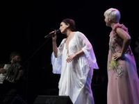 The Israeli singer Noa and the Spanish singer Pasión Vega during the concert offered at the Teatro Circo Price in Madrid July 20, 2017 (