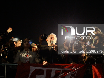 Former President Luiz Inacio Lula da Silva (PT), during his support at Avenida Paulista, in São Paulo, Brazil, for the 