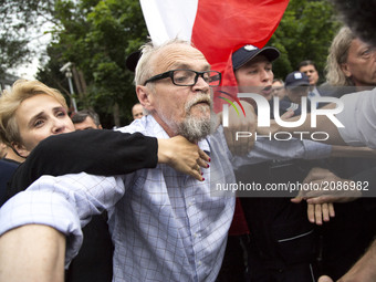 Obywatele RP leader Pawel Kasprzak after illegal entry to polish parliament area in Warsaw on July 20, 2017. (