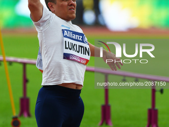 Alexey Lukutin (KAZ) compete Men's Shot Put F40 Final during World Para Athletics Championships at London Stadium in London on July 20, 2017...