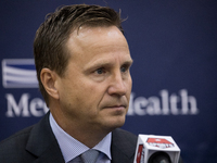 Washington Wizards head coach Scott Brooks, participated in a press conference to celebrate Otto Porter's new contract extension, at the Ver...