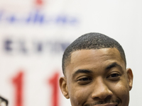 Washington Wizards player Otto Porter, participated in a press conference to celebrate his new contract extension, at the Verizon Center in...