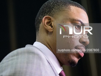 Washington Wizards player Otto Porter, participated in a press conference to celebrate his new contract extension, at the Verizon Center in...