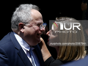 Greek Foreign Minister Nikos Kotzias meets high Representative of the European Union for Foreign Affairs and Security Policy and Vice-Presid...