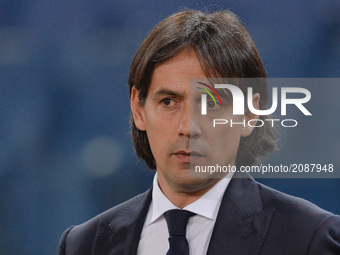 Simone Inzaghi during the Italian Serie A football match between S.S. Lazio and A.C. Milan at the Olympic Stadium in Rome, on february 13, 2...