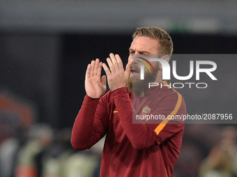 Daniele De Rossi during the Europe League football match A.S. Roma vs Olympique Lyonnais at the Olympic Stadium in Rome, on march 16, 2017....