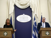 Greek Foreign Minister Nikos Kotzias and Federica Mogherini, high Representative of the European Union for Foreign Affairs and Security Poli...