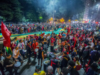 Demontrators take part in a protest against president Michel Temer government's labor and security reforms and against the prosecution of fo...