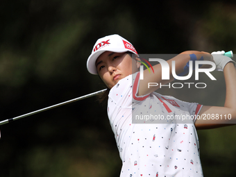 Min Seo Kwak of the Republic of Korea follows her shot from the sixth tee during the second round of the Marathon LPGA Classic golf tourname...