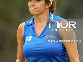 Gerina Piller of the United States acknowledge the crowd after her birdie on the third green during the second round of the Marathon LPGA Cl...