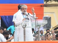 Trinamool Congress Political Party MP Sudip Banerjee addressed during the Martyrs Day rally at Esplanade on July 21, 2017 in Kolkata, India....