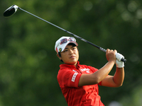 Peiyun Chien of Chinese Taipei tees off on the third tee during the second round of the Marathon LPGA Classic golf tournament at Highland Me...