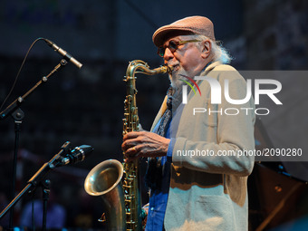  American jazz musician Charles Lloyd performs onstage during 52nd edition of Heineken Jazzaldia Festivalon July 22, 2017 in San Sebastian,...