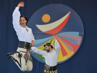 Members of 'Polonia' group from Hanover, Germany, during their performance on the first day of the 17th edition of World Festival of Polish...