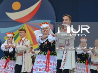 Members of 'Karolinka' group from Brzesc, Belarus, during their performance on the first day of the 17th edition of World Festival of Polish...