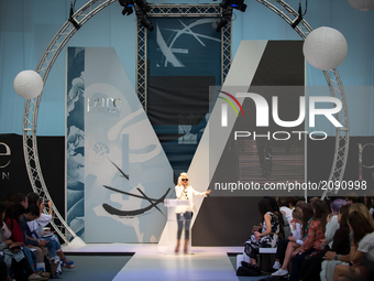 British iconic fashion designer Pam Hogg holds a conference at Pure London fashion fair, London on July 23, 2017. Pure London is the UK’s le...