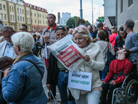 Protesters in front of Gdansk Regional Court are seen in Gdansk, Poland on 24 July 2017  Crowds gathered outside the Regional Court and othe...