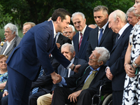 Prime Minister Alexis Tsipras greeting members of the resistance against the military dictatorship of Greece (1967-74) on the occasion of th...
