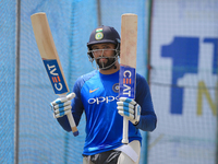 Indian cricketer Rohit Sharma takes part in a practice session ahead of the 1st test match between Sri Lanka and India at Galle Internationa...