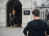 Horse Guards are seen at Horse Guards Parade entrance, London, UK on July 25, 2017. (