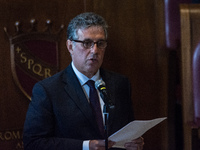 Anti-Mafia Magistrate Antonino Di Matteo speaks after being awarded the Honorary Citizenship of Rome by the Mayor of Rome, Virginia Raggi, i...