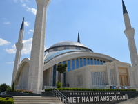 An outside view of the Ahmet Hamdi Akseki Mosque is seen in Ankara, Turkey on July 25, 2017. (
