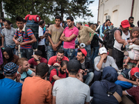 Refugees and migrants stranded in Tovarnik, Croatia, after border closures stopped asylum-seekers from passing freely through the Balkan Rou...