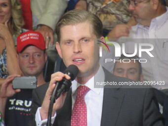 Eric Trump speaks at President Trump's Make America Great Again Rally on July 25, 2017 in Youngstown, OH. (
