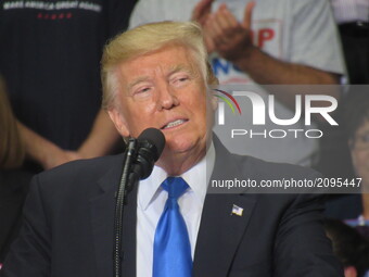 President Trump speaks at his Make America Great Again Rally on July 25, 2017 in Youngstown, OH. (