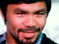 Makati, Philippines - Manny Pacquiao listens to questions from the media during a promotional event held in Makati on August 12, 2014. The F...
