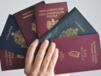 A view of Polish, Canadian, French and Irish Passports.The Ministry of Foreign Affairs of Ukraine has considered as an 'unfriendly step' to...
