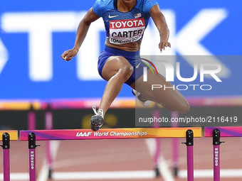 Kori CARTER, USA, during 400 meter  hurdles semifinal in London at the 2017 IAAF World Championships athletics on August 8, 2017 (