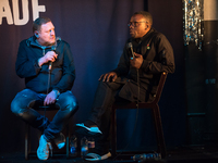 Shaun Ryder (L) and Paul 'Kermit Laveridge of British rock band Black Grape held a Q&A at Rough Trade East, London on August 8, 2017. The cu...