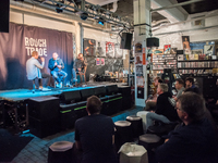Shaun Ryder (L) and Paul 'Kermit Laveridge of British rock band Black Grape held a Q&A at Rough Trade East, London on August 8, 2017. The cu...