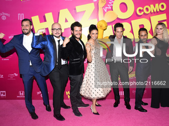 Ariel Levi, Nicolas Lopez, Alfonso Dosal, Aislinn Derbez, Mauricio Ochmann,Ignacia Allamand are seen during the pink carpet  to promote the...