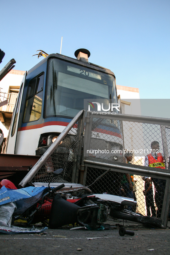 The main coach the MRT train that overshot the barrier in Pasay Rotonda also hit a motorcycle on Taft Avenue. A three coach train failed to...