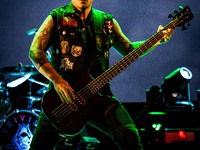 Paolo Gregoletto of the american metal band Trivium performing live at Carroponte, Sesto San Giovanni, Italy on 8 August 2017. (