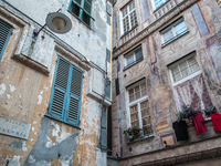 Architecture and street scene in Genova, Italy (