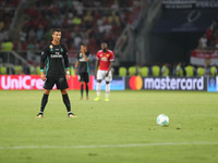 Real Madrid's Portuguese forward Cristiano Ronaldo during the UEFA Super Cup football match between Real Madrid and Manchester United on Aug...
