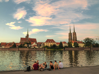 View on Ostrów Tumski, or Cathedral Island in Wroclaw, Poland. 03 August  2018 (