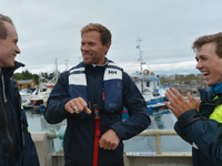 Thor Hushovd (center) with Alexander Kristoff (Left) and Kristoffer Halvorsen (Right), at the end a Top Riders media fishing trip on the eve...