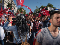 Pro-government demonstrators rally in central Ankara, Turkey, the day after the failed coup attempt on 16 July 2016. (