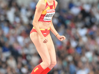 Ruth Beitia of Spain competes during the womens high jump Qualification during day seven of the 16th IAAF World Athletics Championships Lond...