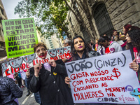 Women protested on 10 August 2017 against the dismantling of policies to confront and care for women victims of violence in the city of São...